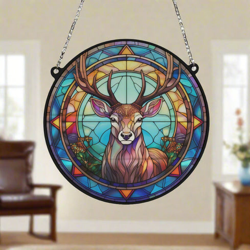 Stag Stained Glass Effect Suncatcher